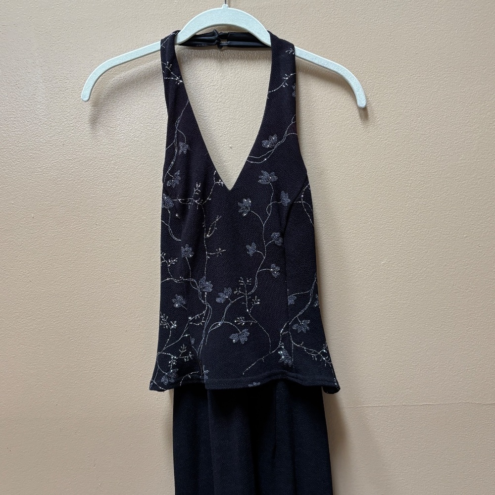 Scott McClintock Millennium 2000 Black/Silver Maxi Vintage Halter Dress Size 6 - Picture 2 of 13